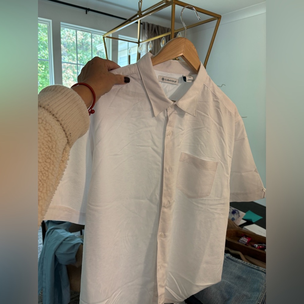 Cubavera- Crisp White Button-Up short sleeve Shirt